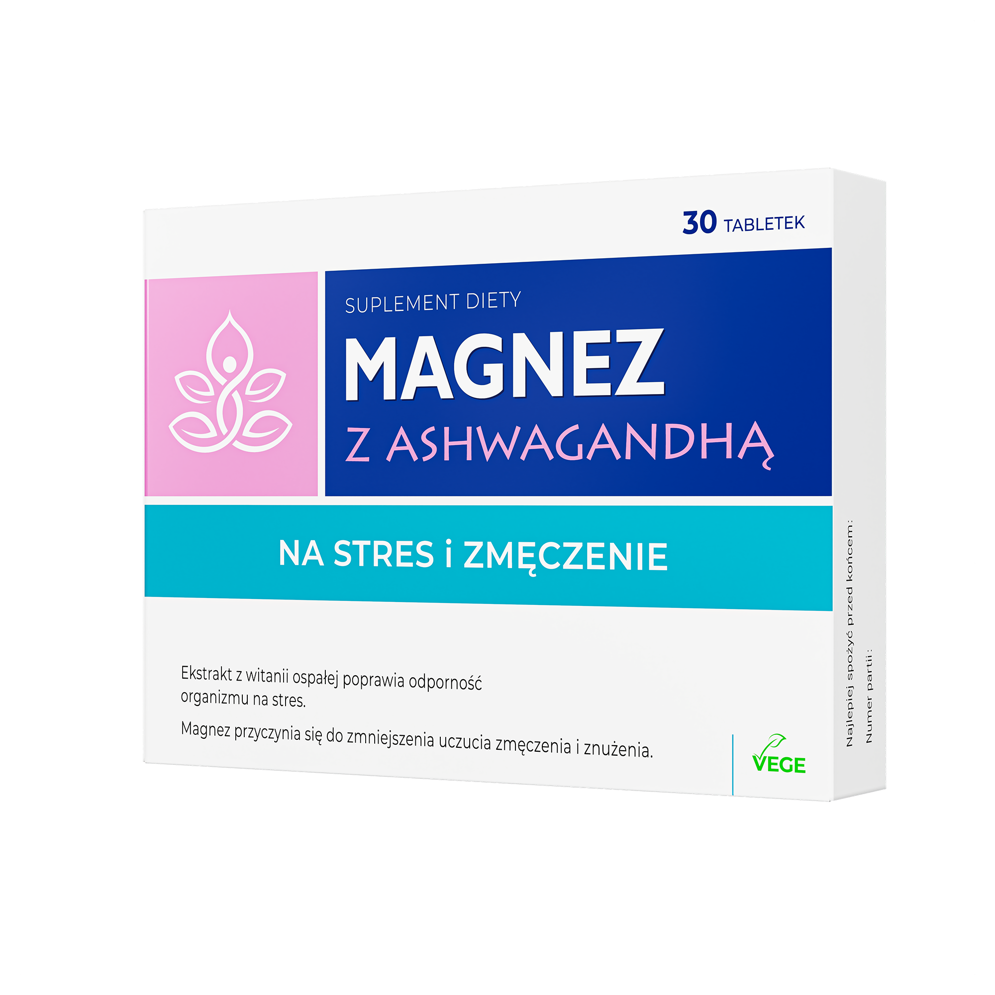 Magnez z ashwagandhą, tabletki, 30 sztuk