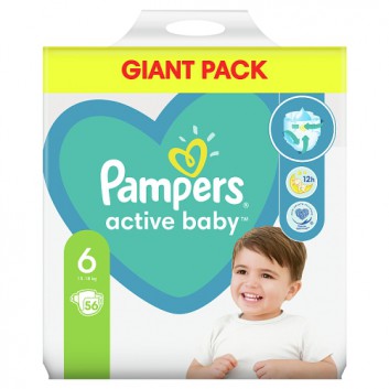 PAMPERS ACTIVE BABY-DRY 6 EXTRA LARGE 13-18 kg Pieluchy - 56 sztuk