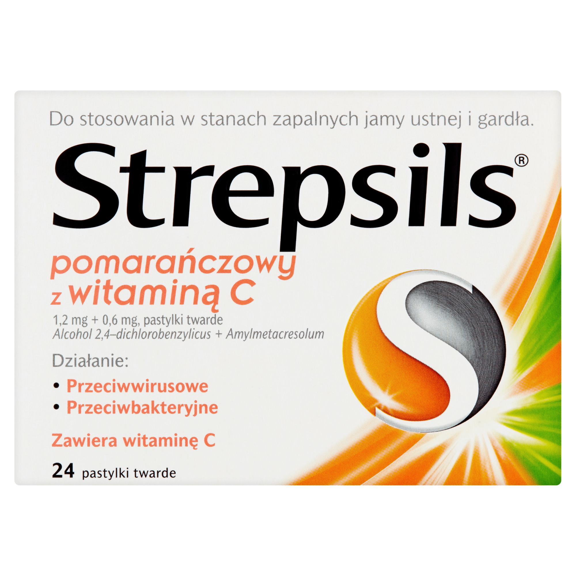Strepsils pomarańczowy z witaminą C, 24 pastylki zdjęcie