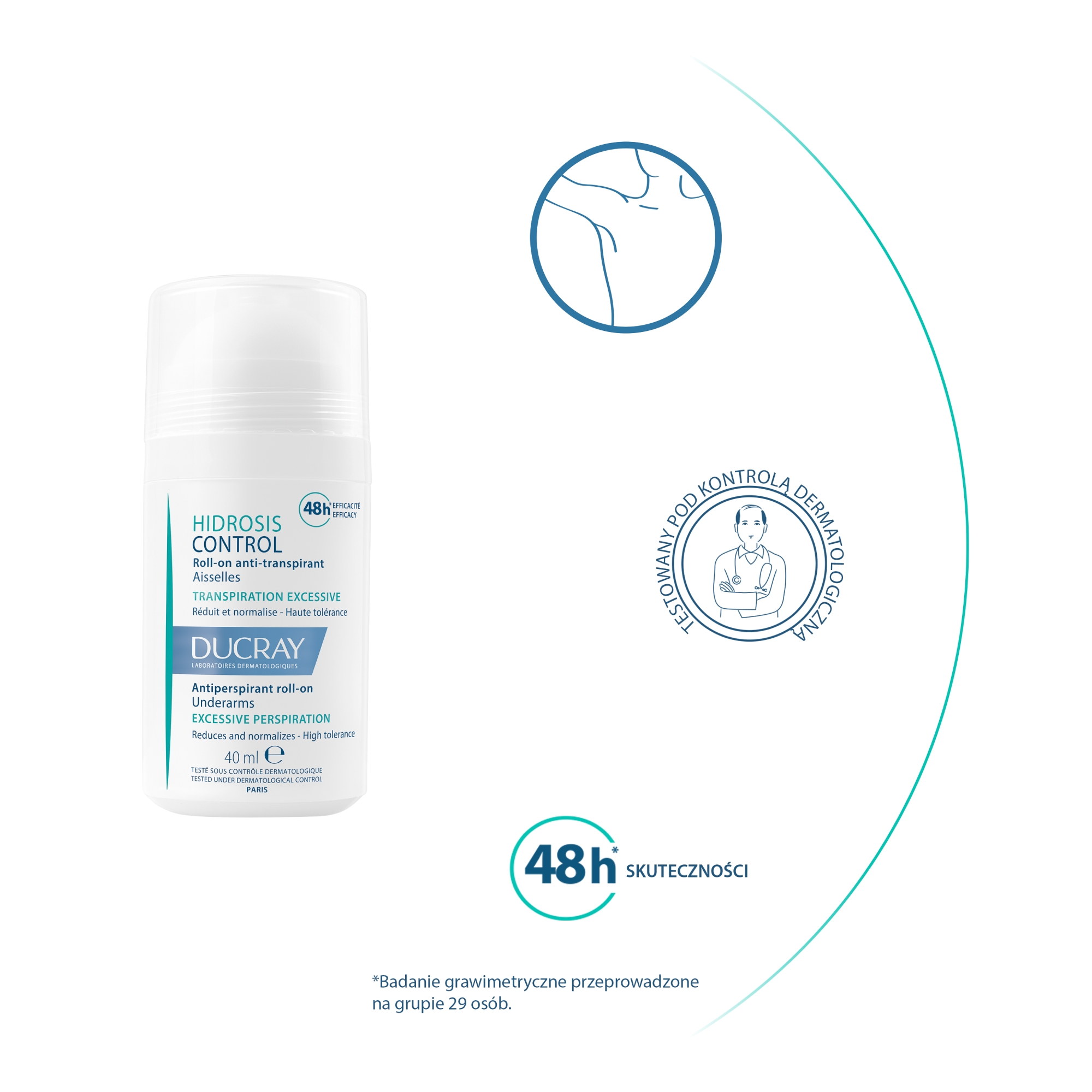 Ducray Hidrosis Control Antyperspirant w kulce do skóry pod pachami nadmierna potliwość, 40 ml