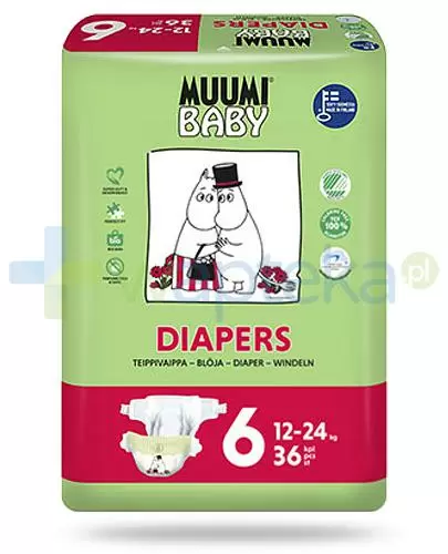 Muumi Baby 6 Diapers 12-24kg jednorazowe pieluszki dla dzieci 36 sztuk zdjęcie