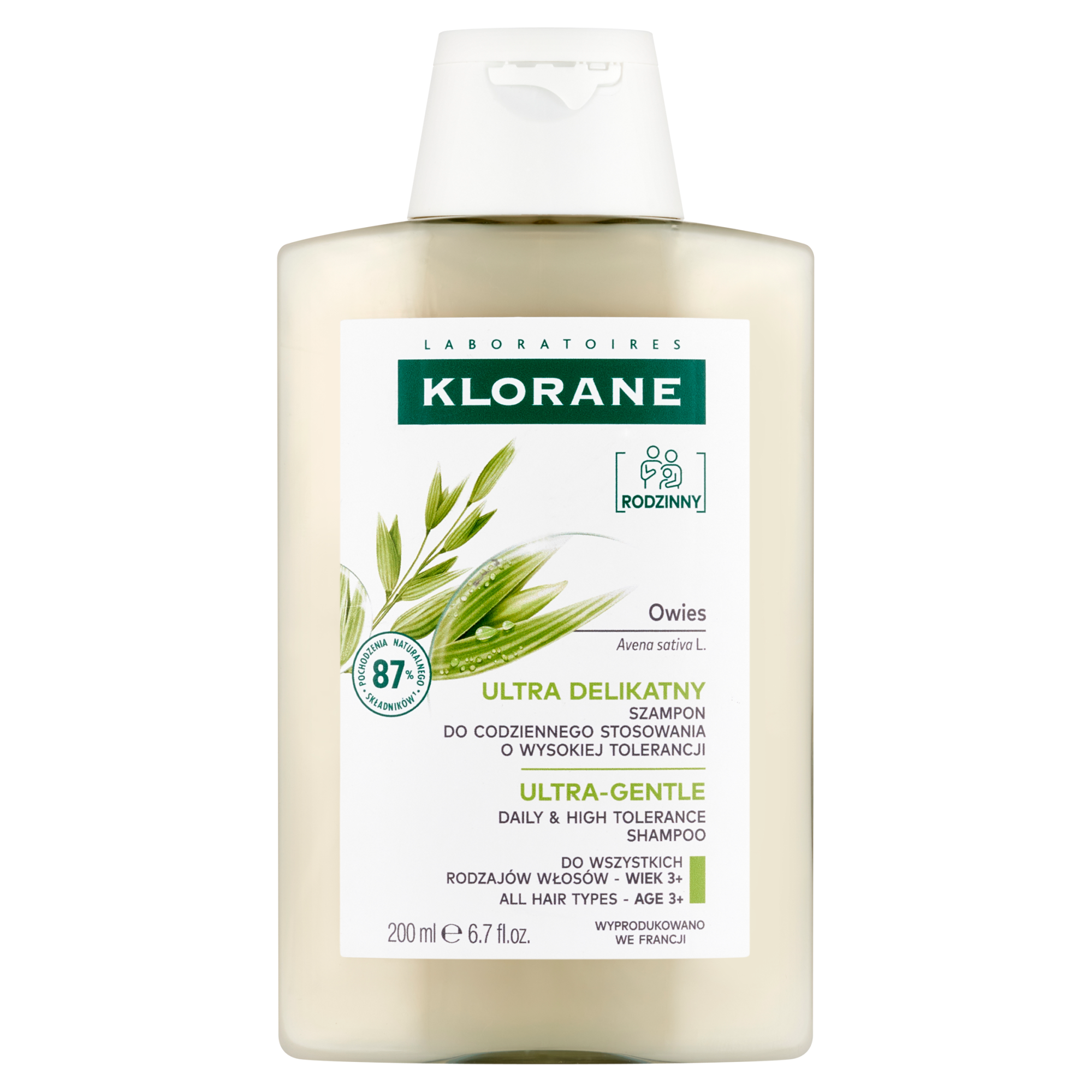 Klorane Szampon z owsem do wszystkich rodzajów włosów, 200 ml, cena, opinie, skład zdjęcie