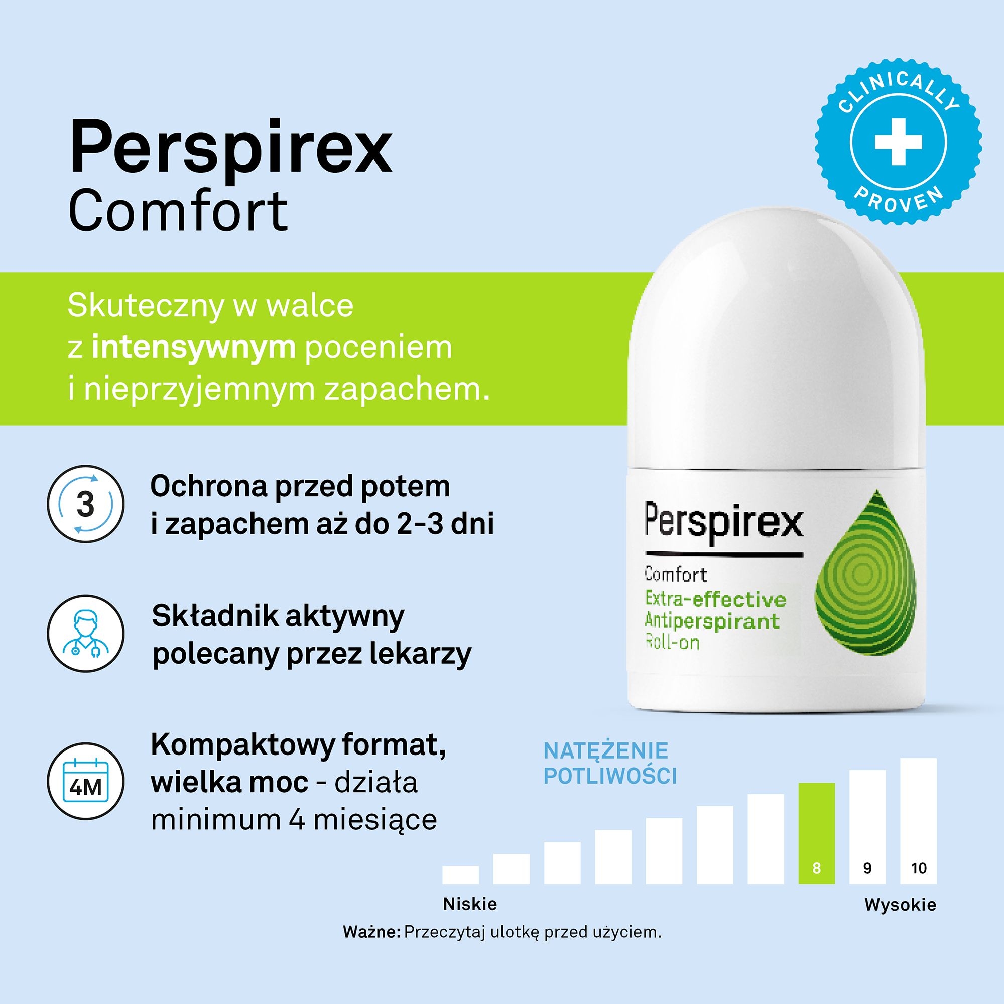 Perspirex Comfort, antyperspirant roll-on, 20 ml