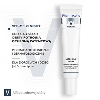 PHARMACERIS V VITI-MELO NIGHT Krem repigmentacyjny zmniejszający obszar plam bielaczych - 40 ml 
