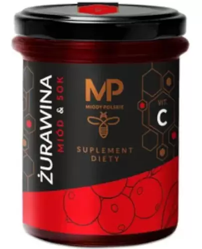Miody Polskie miód z sokiem z żurawiny z Vit C 250 g zdjęcie