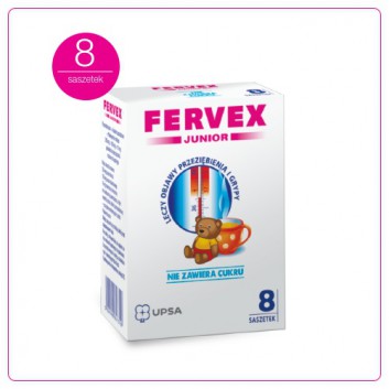 Fervex Junior, granulat bez cukru, 8 saszetek