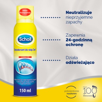 SCHOLL Dezodorant do stóp 3w1, ochrona przeciwgrzybicza, 150 ml