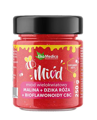 Ekamedica Miód wielokwiatowy Malina + Dzika róża + Bioflawonoidy CBC - 250 g - cena, opinie, wskazania zdjęcie