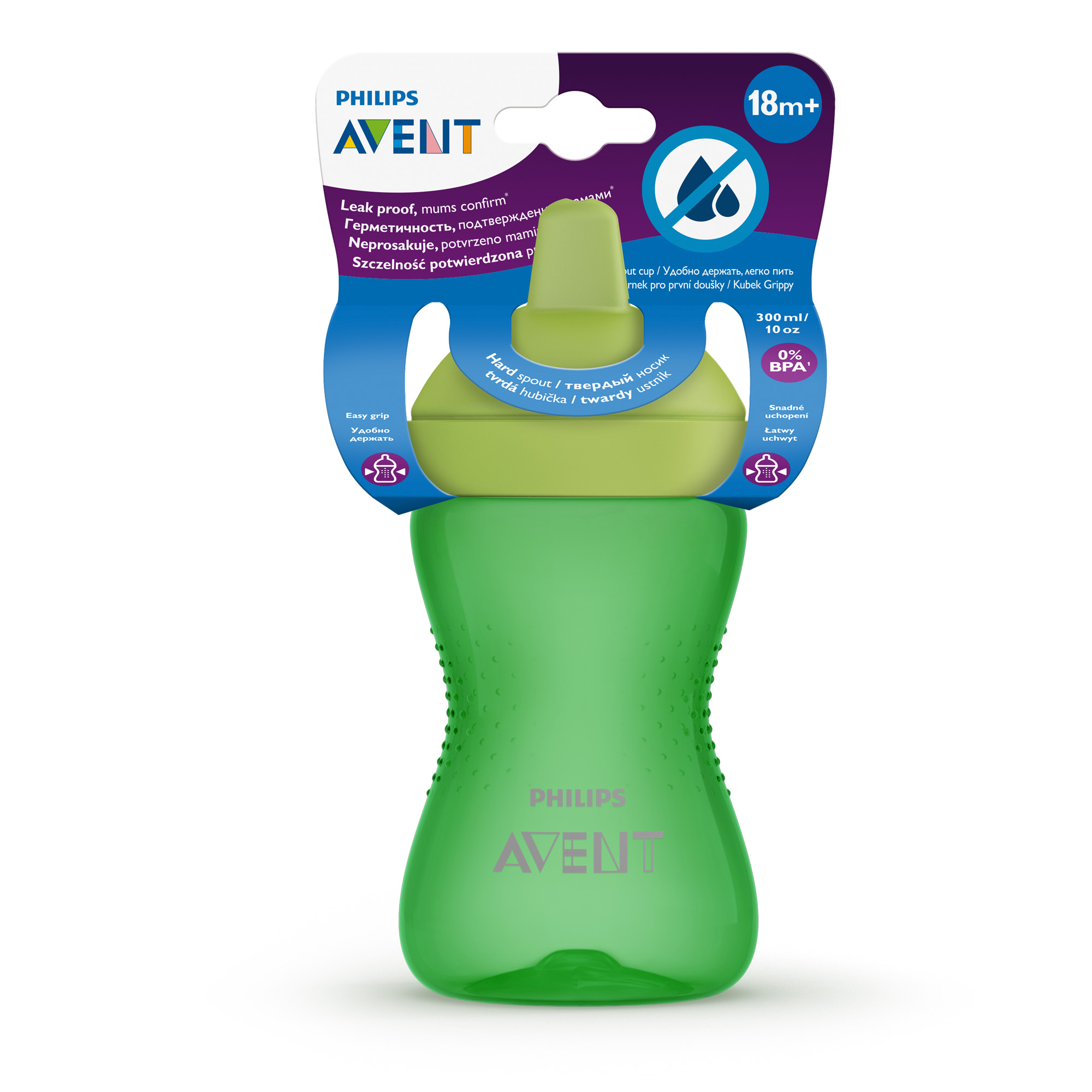 Avent Philips My Grippy kubek zielony 300 ml z miękkim, odpornym na gryzienie ustnikiem dla dzieci 18m+ [SCF804/03] zdjęcie