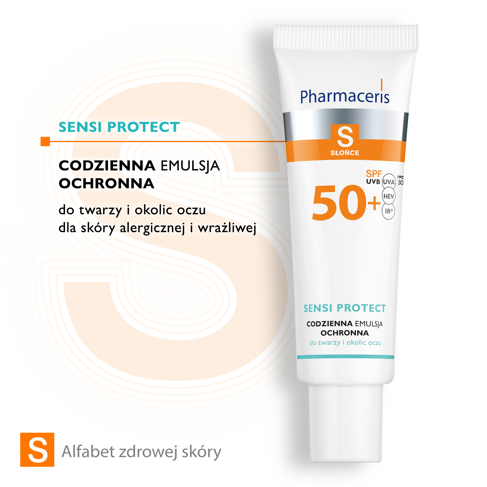 Pharmaceris S SENSI PROTECT CODZIENNA EMULSJA OCHRONNA z kwasem hialuronowym do twarzy i okolic oczu SPF 50+, 50 ml