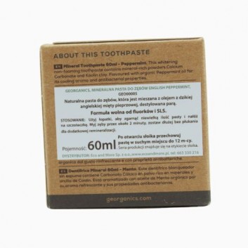 Georganics, Mineralna pasta do zębów w słoiku English Peppermint, 60 ml