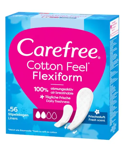 Carefree Cotton FlexiForm świeży zapach wkładki higieniczne 56 sztuk zdjęcie