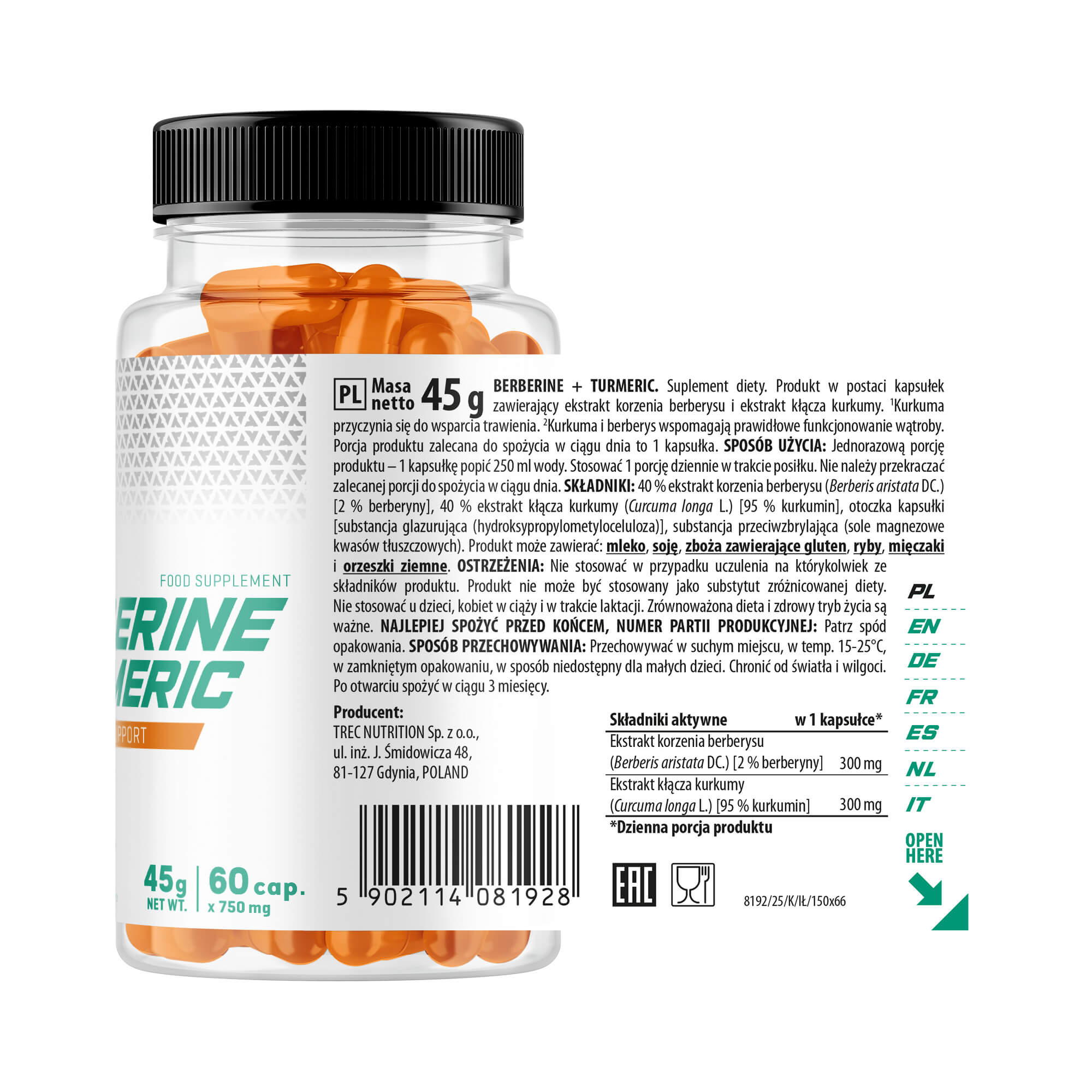 Trec Berberine + Turmeric, kapsułki, 60 sztuk