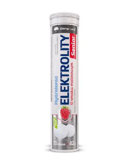 Olimp Hydratonic Elektrolity Senior, smak malinowy, tabletki musujące, 20 sztuk zdjęcie