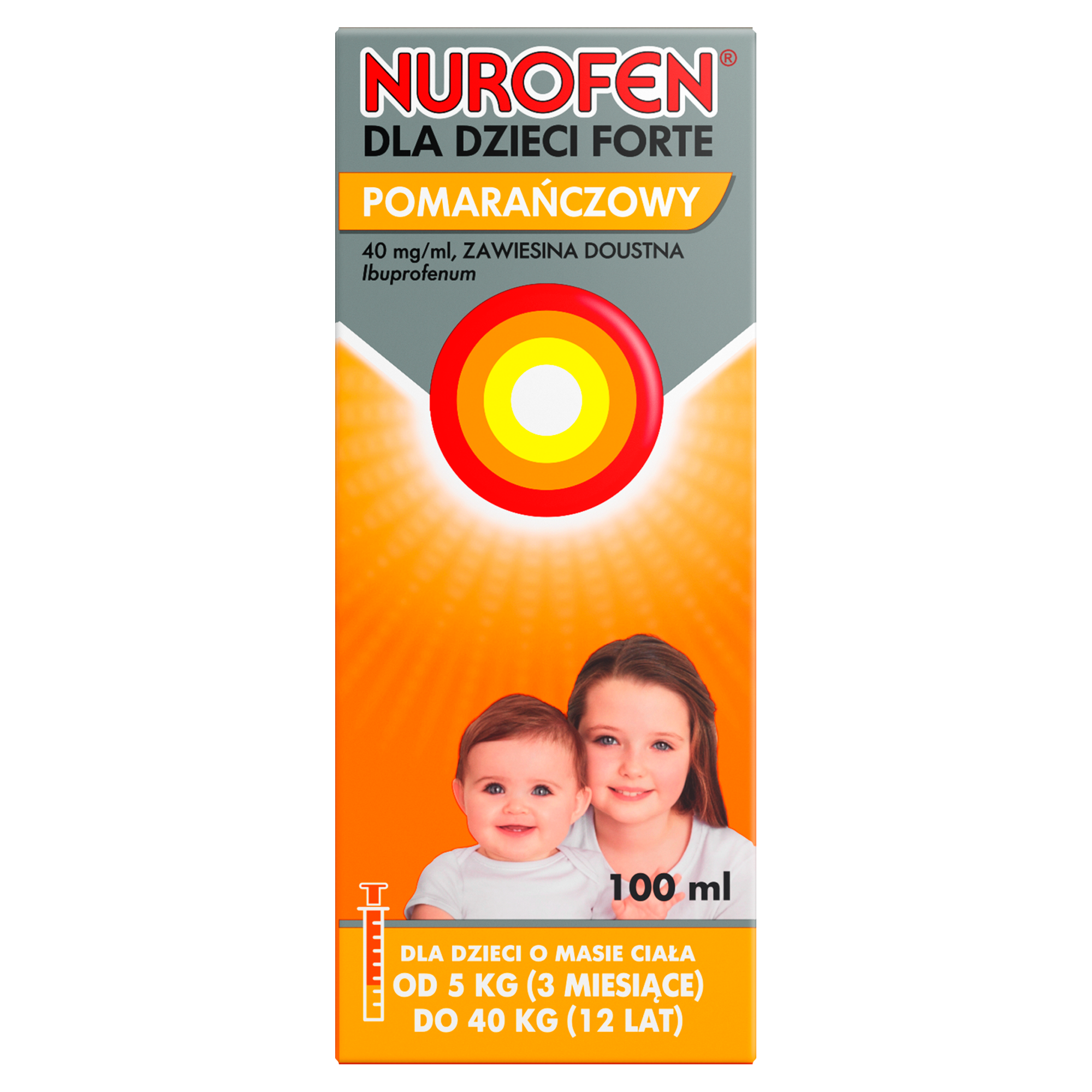 Nurofen dla dzieci Forte 40 mg/ml zawiesina o smaku pomarańczowym 100 ml zdjęcie