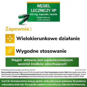 Węgiel leczniczy VP 200 mg - 20 kaps. Na zatrucia