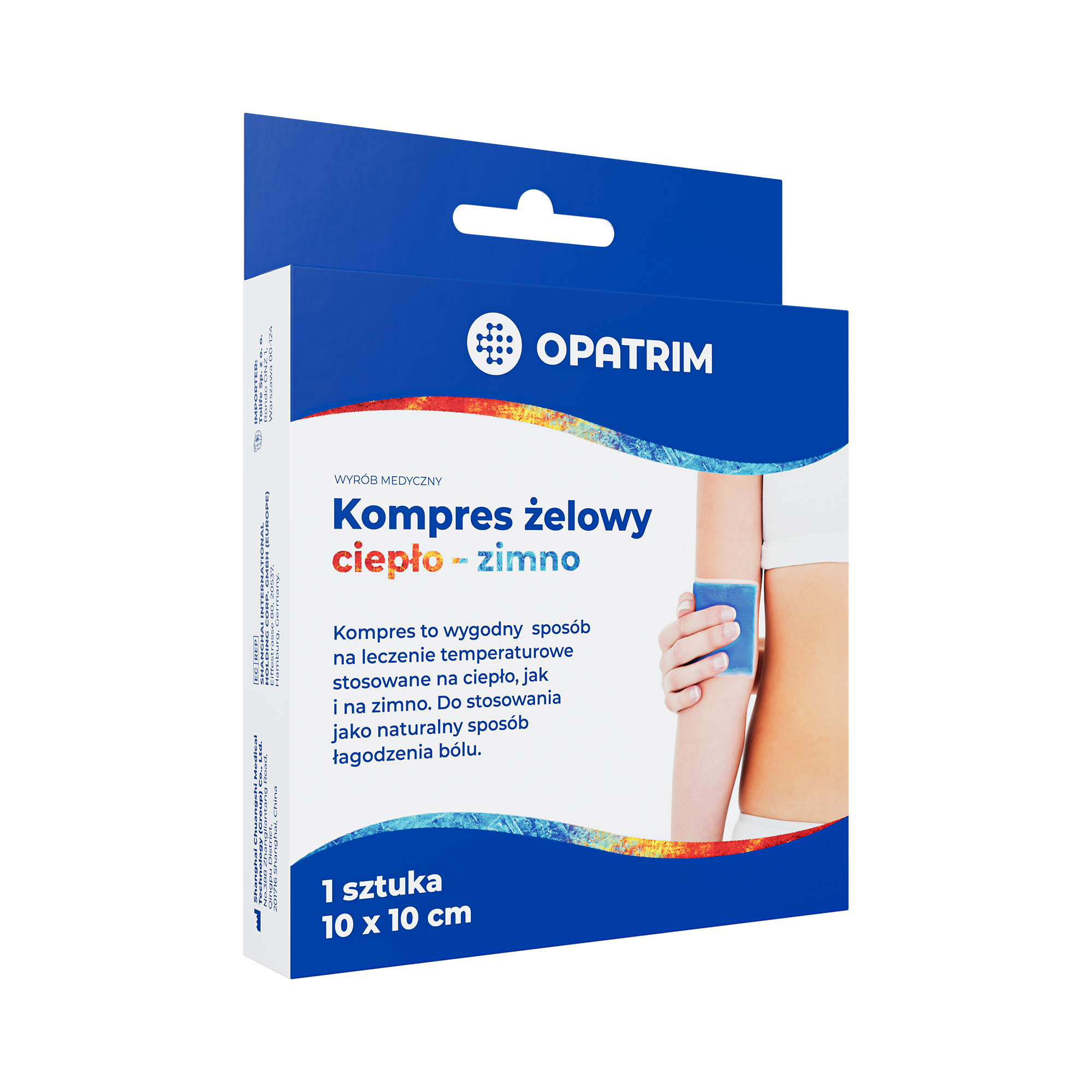 Opatrim Kompres żelowy ciepło-zimno 10x10 cm, 1 sztuka