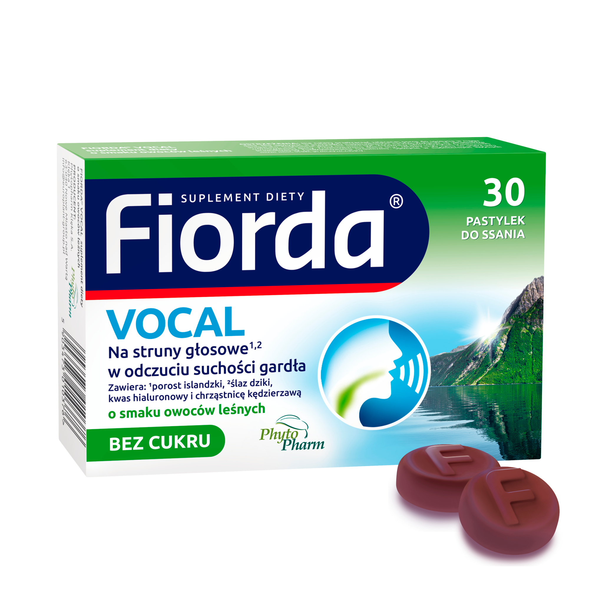 Fiorda Vocal o smaku owoców leśnych, 30 pastylek do ssania