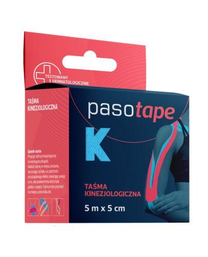 Pasotape Taśma kinezjologiczna 5 m x 5 cm Niebieska, 1 sztuka zdjęcie