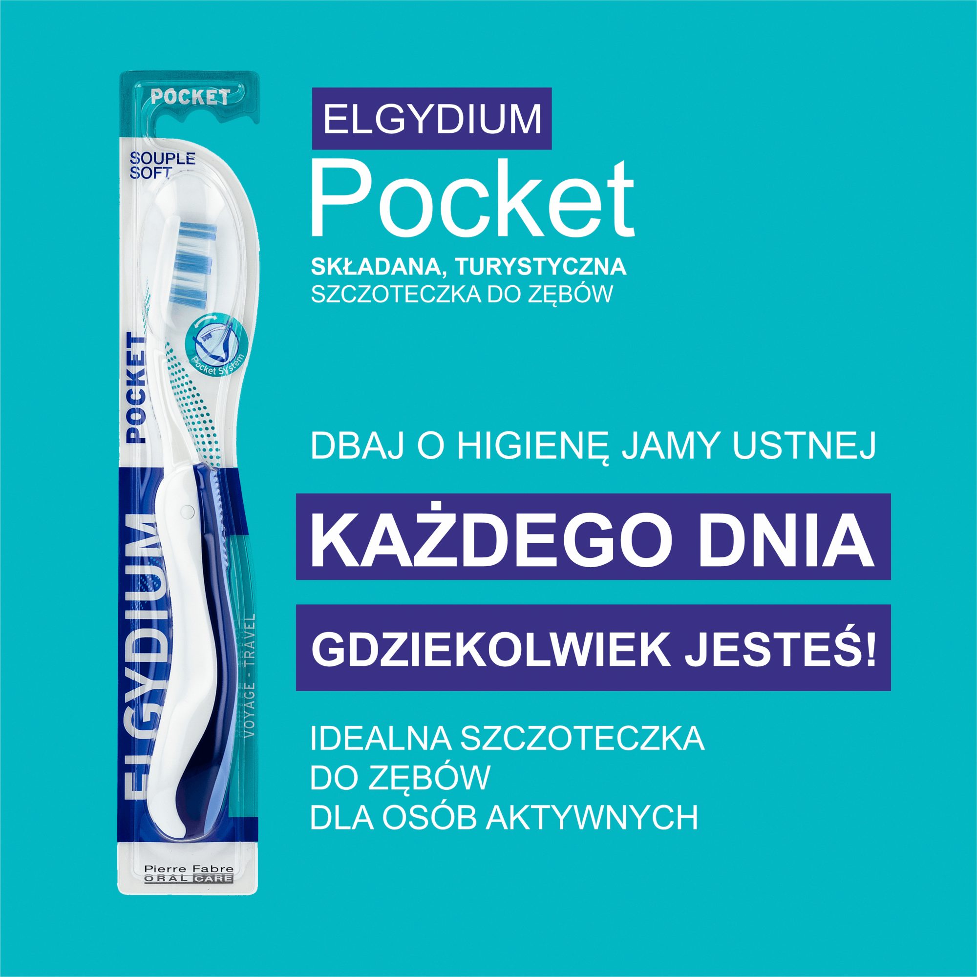 ELGYDIUM Pocket składana turystyczna szczoteczka do zębów 1 sztuka
