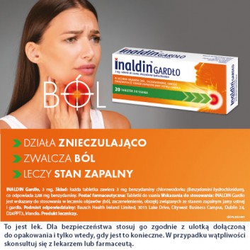Inaldin Gardło 3 mg 20 tabletek do ssania