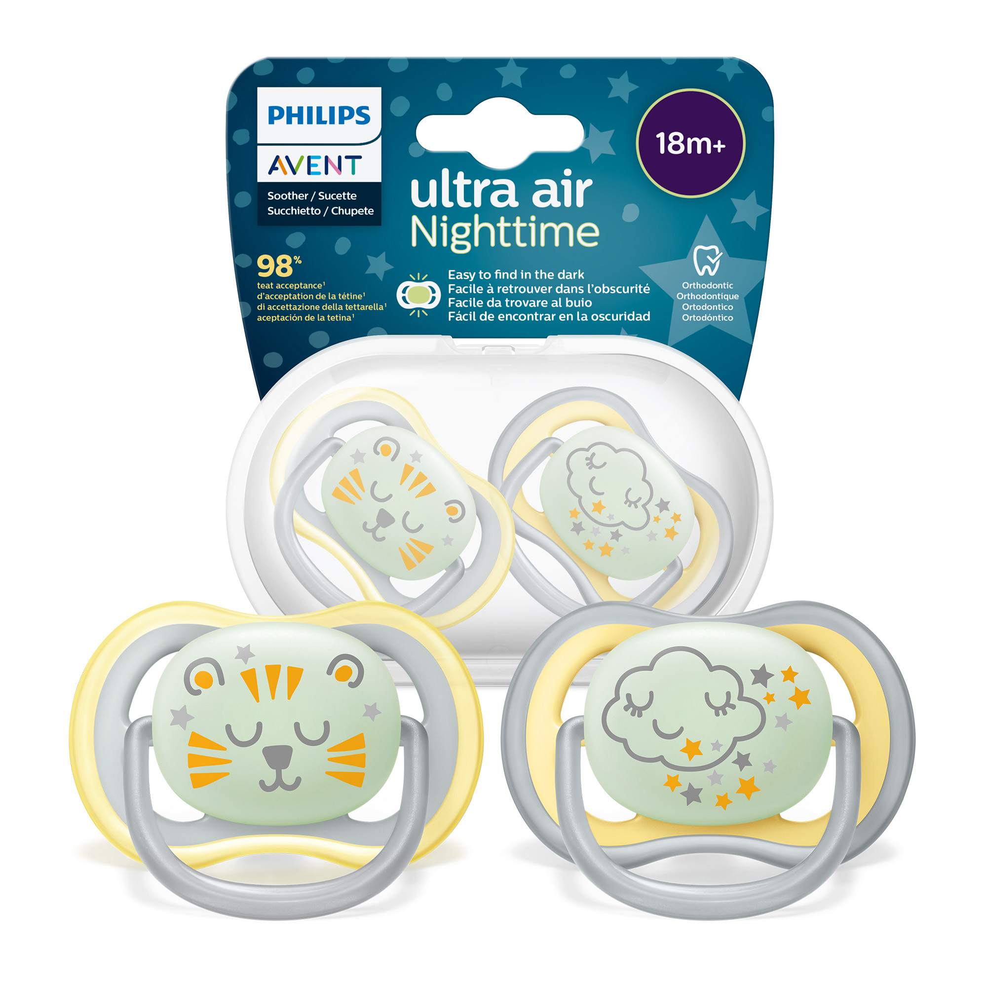 Avent Philips Ultra Air Nighttime smoczek uspokajający 18m+ 2 sztuki [SCF376/01] zdjęcie