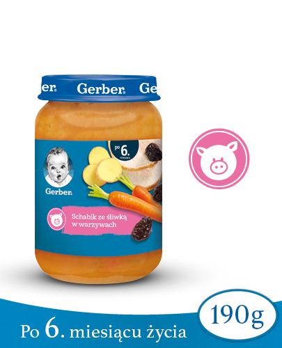 GERBER Obiadek schabik ze śliwką w warzywach po 6. miesiącu - 190 g - cena, opinie, stosowanie zdjęcie