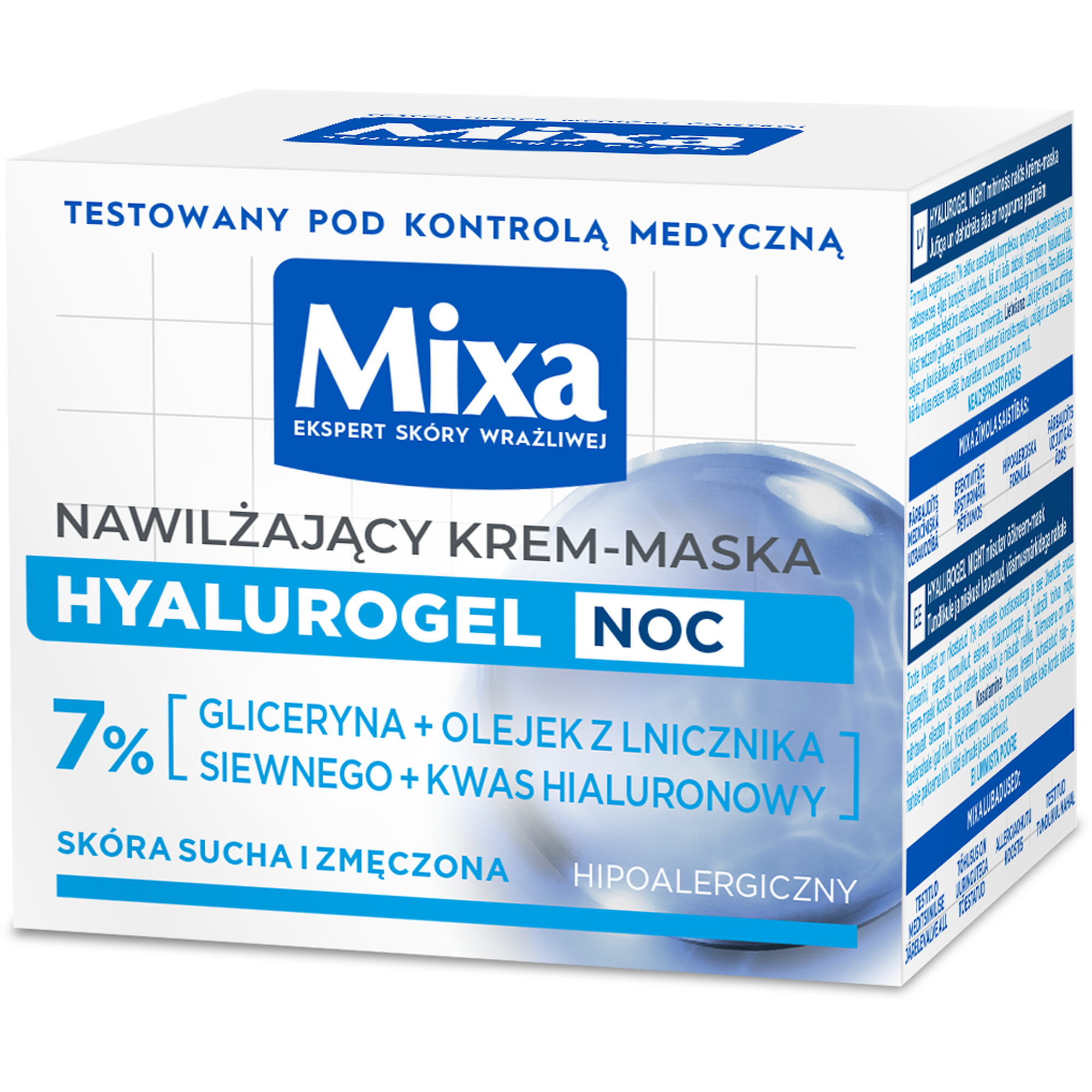 Mixa Hyalurogel Noc Nawilżający krem-maska, 50 ml
