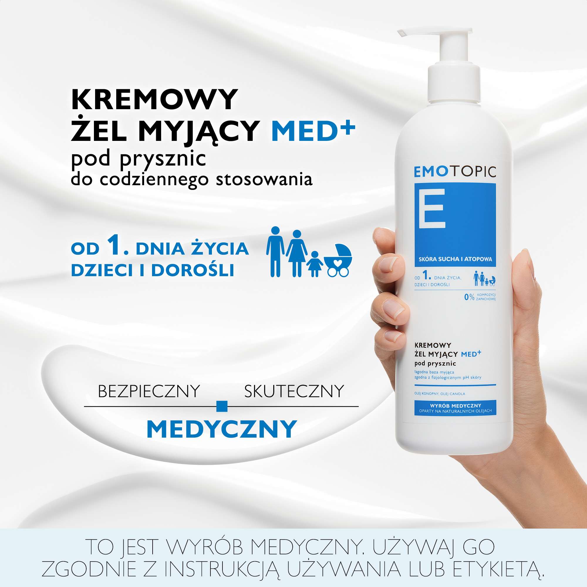 Emotopic kremowy żel myjący MED+ pod prysznic do codziennego stosowania 400 ml