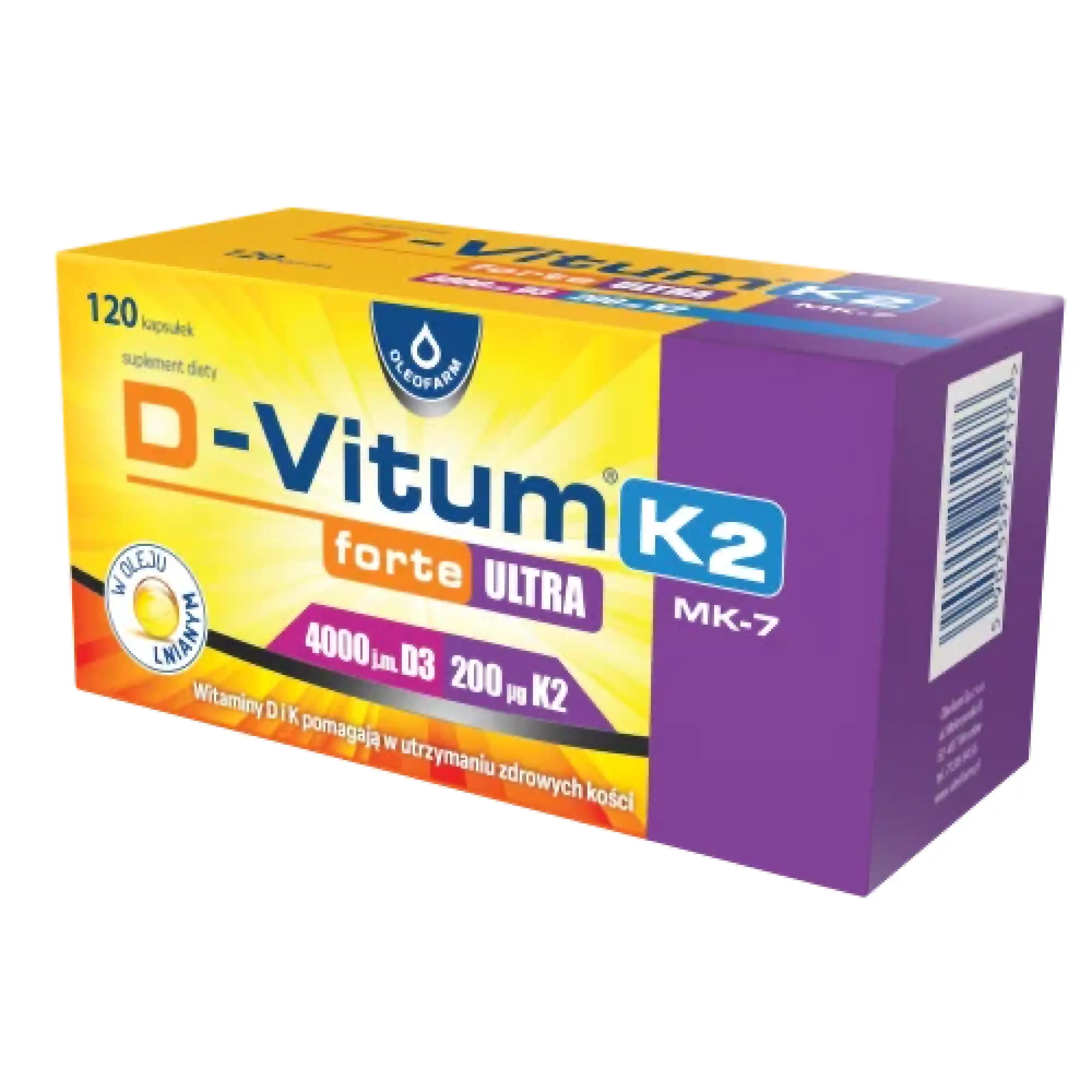 Oleofarm D-Vitum Forte K2 Ultra 4000 j.m., kapsułki, 120 sztuk zdjęcie