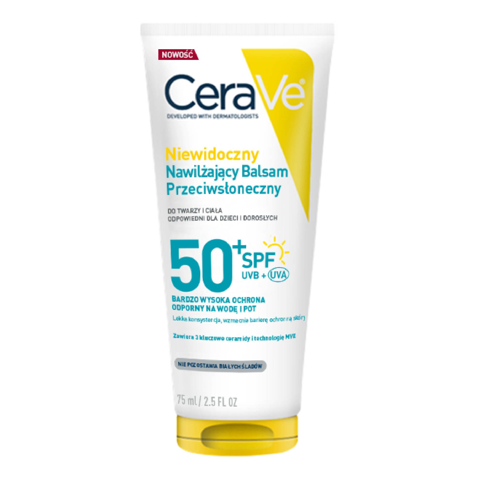 Cerave Sun, niewidoczny nawilżający balsam przeciwsłoneczny SPF 50+, 75 ml zdjęcie