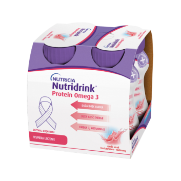 Nutridrink Protein Omega 3 smak truskawka-malina 4 x 125 ml