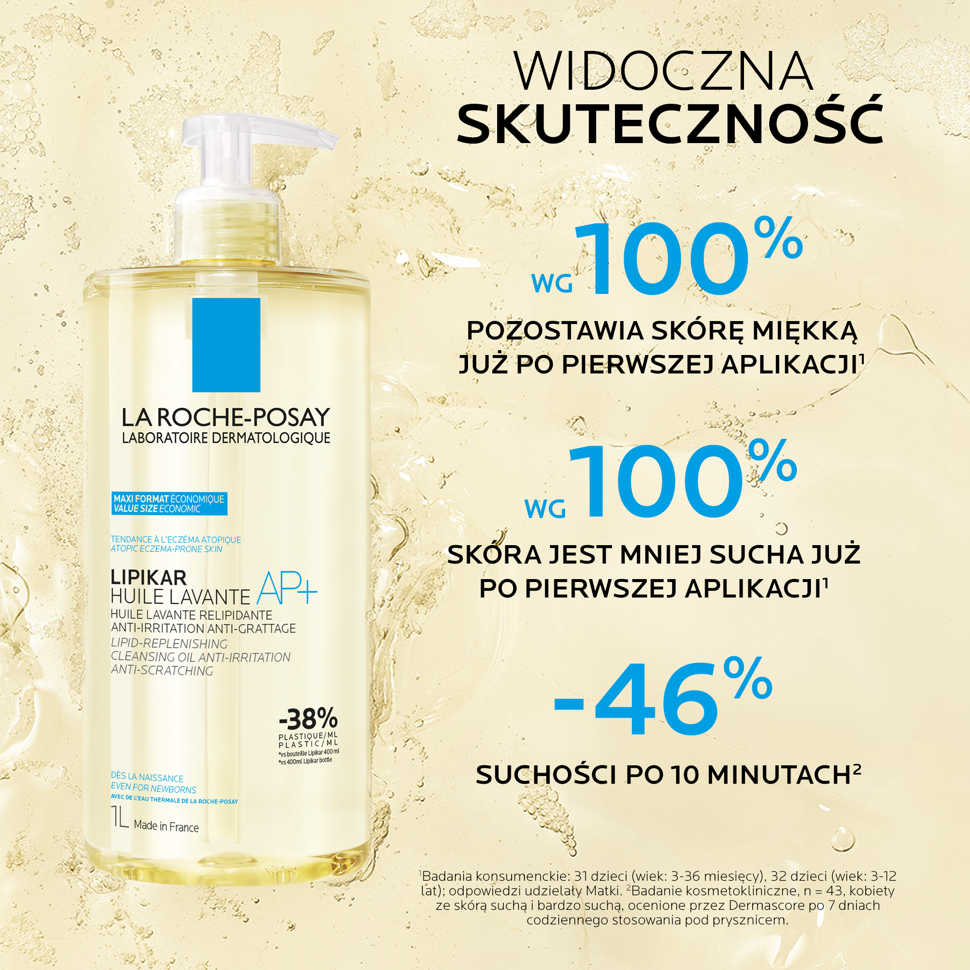 La Roche-Posay, Lipikar Oil AP+ Olejek Myjący Uzupełniający Poziom Lipidów, 1000 ml