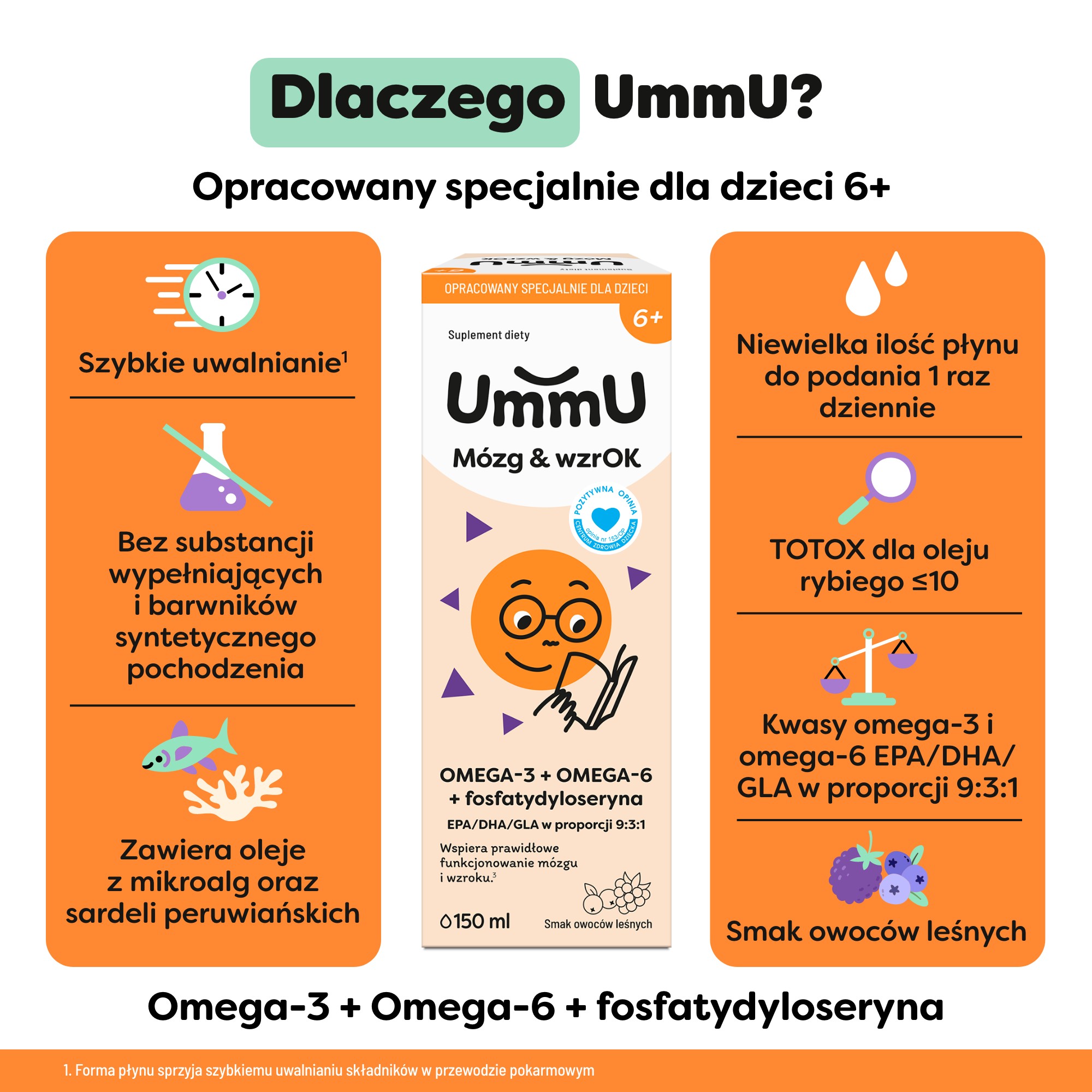 UmmU Mózg&wzrok 6+ płyn, 150 ml