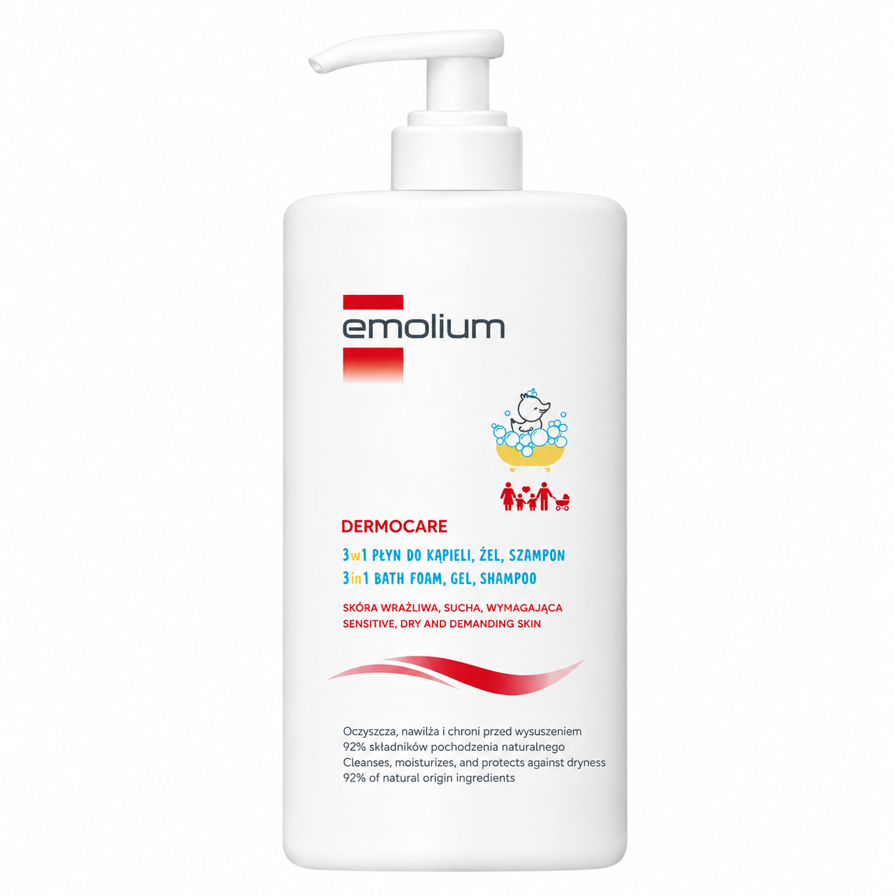 Emolium Dermocare, 3 W 1 Płyn do kąpieli, żel do mycia, szampon, 750 ml zdjęcie