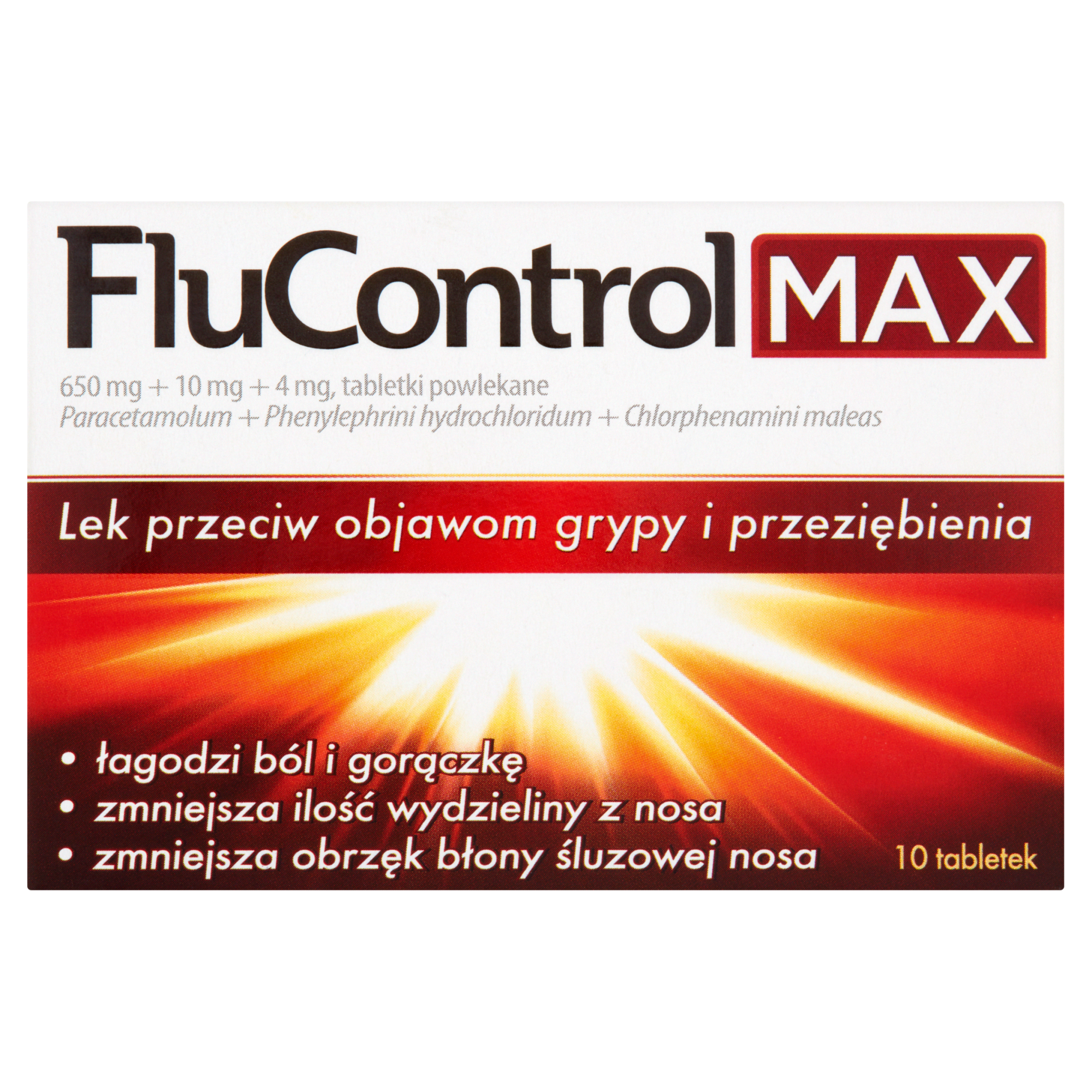 FluControl Max, 650 mg+10 mg+4 mg, tabletki powlekane, 10 sztuk zdjęcie