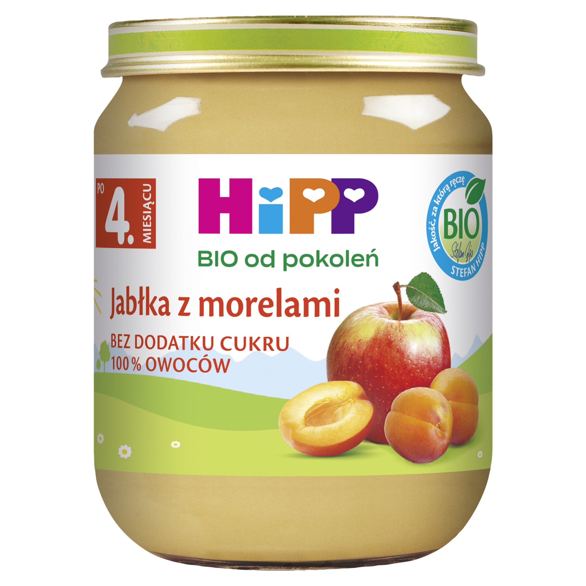HiPP BIO od pokoleń, Jabłka z morelami, po 4. m-cu, 125 g zdjęcie