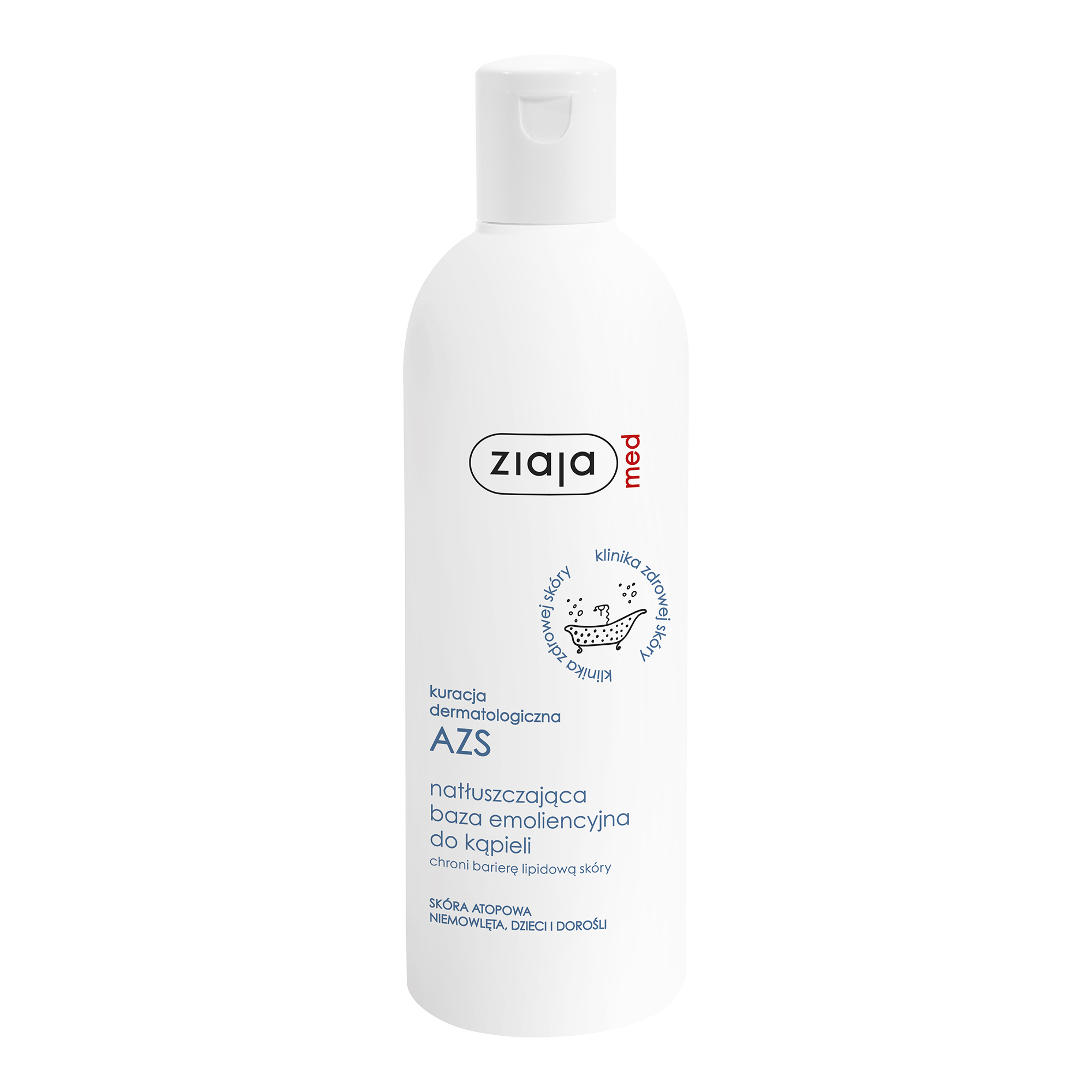 ZIAJA MED Kuracja dermatologiczna AZS Natłuszczająca baza emoliencyjna do kąpieli chroni barierę lipidową skóre - 270 ml zdjęcie