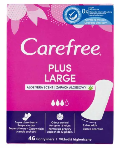 Carefree Plus Large Aloe wkładki higieniczne, 46 sztuk zdjęcie