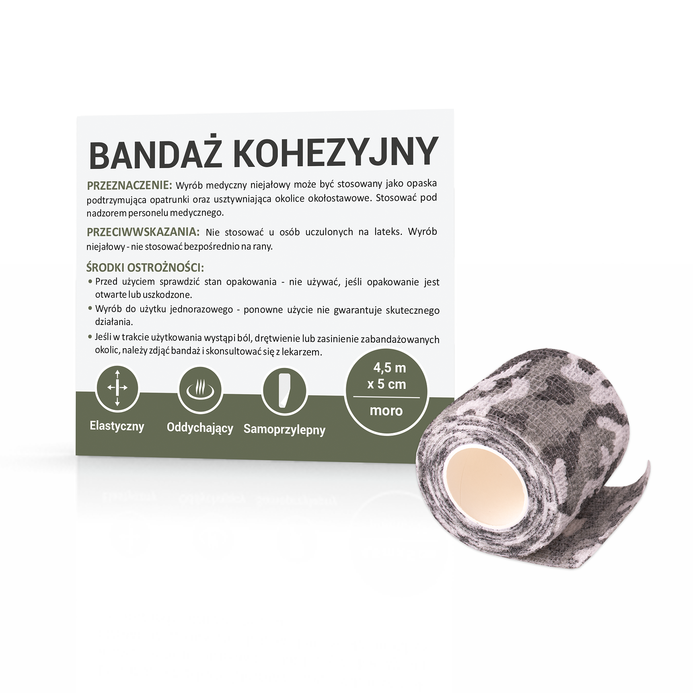 Paso bandaż kohezyjny 4,5 m x 5 cm moro 1 sztuka zdjęcie