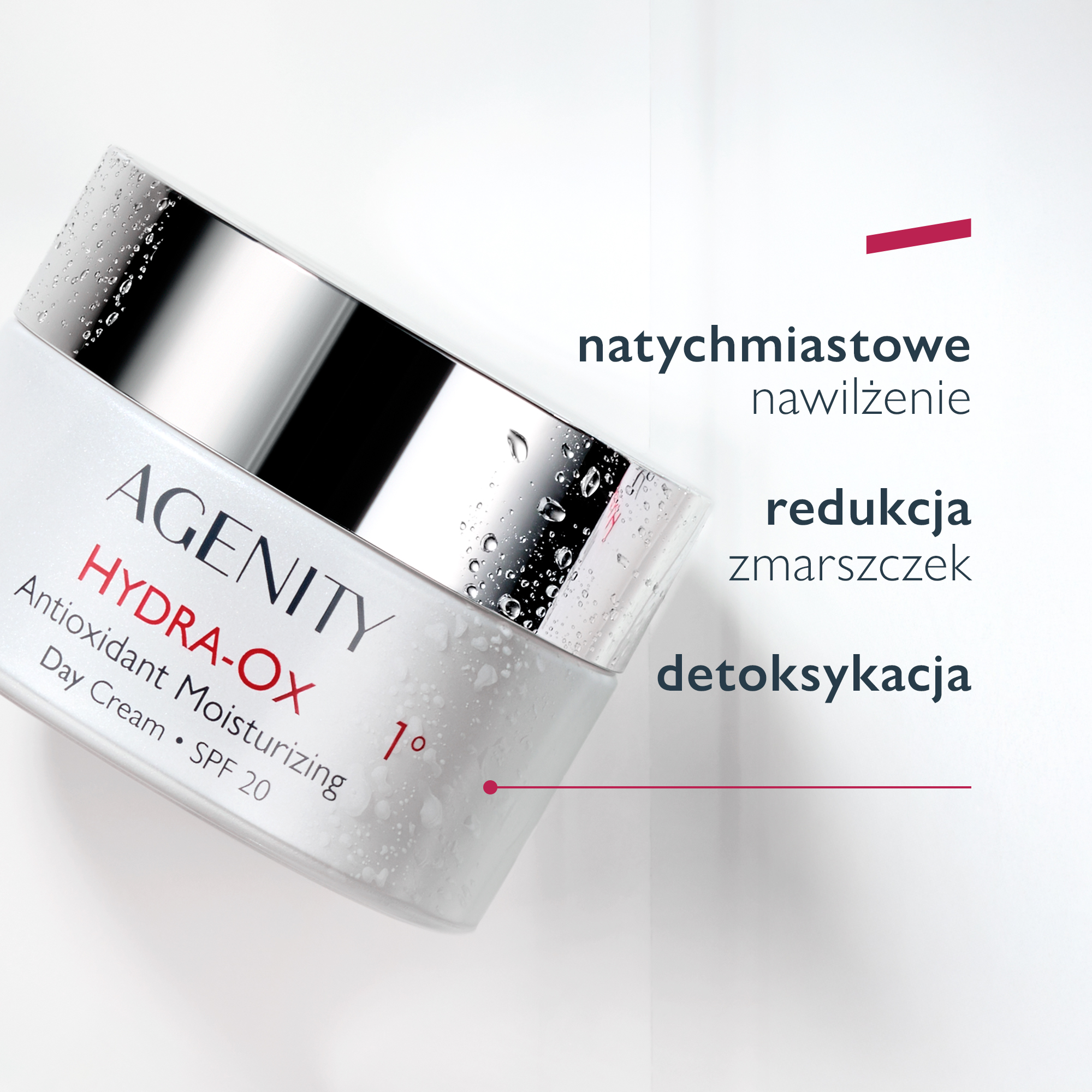 Agenity Hydra-Ox 1°, Krem nawilżający antyoksydacyjny na dzień SPF 20, 50 ml