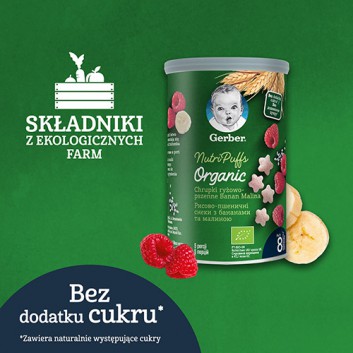 Nestlé Gerber Organic Nutri Puffs chrupki ryżowo-pszenne banan malina 35 g