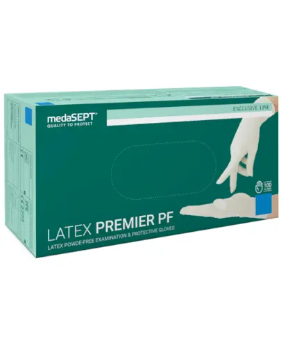 Medasept latex premier PF rękawice diagnostyczne bez pudrowe rozmiar L 100 sztuk zdjęcie