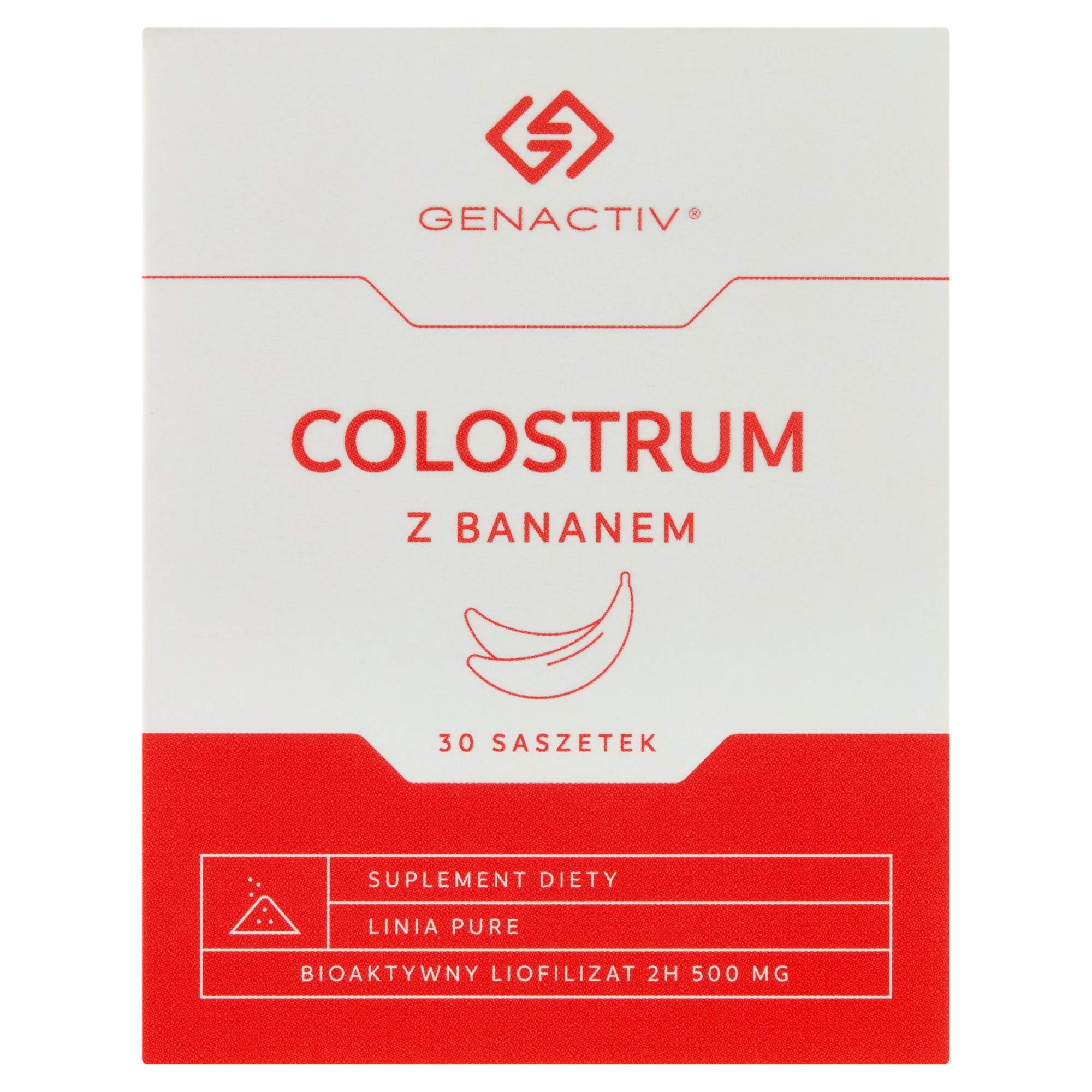 Genactiv Colostrum z bananem, proszek, 1 g x 30 saszetek zdjęcie