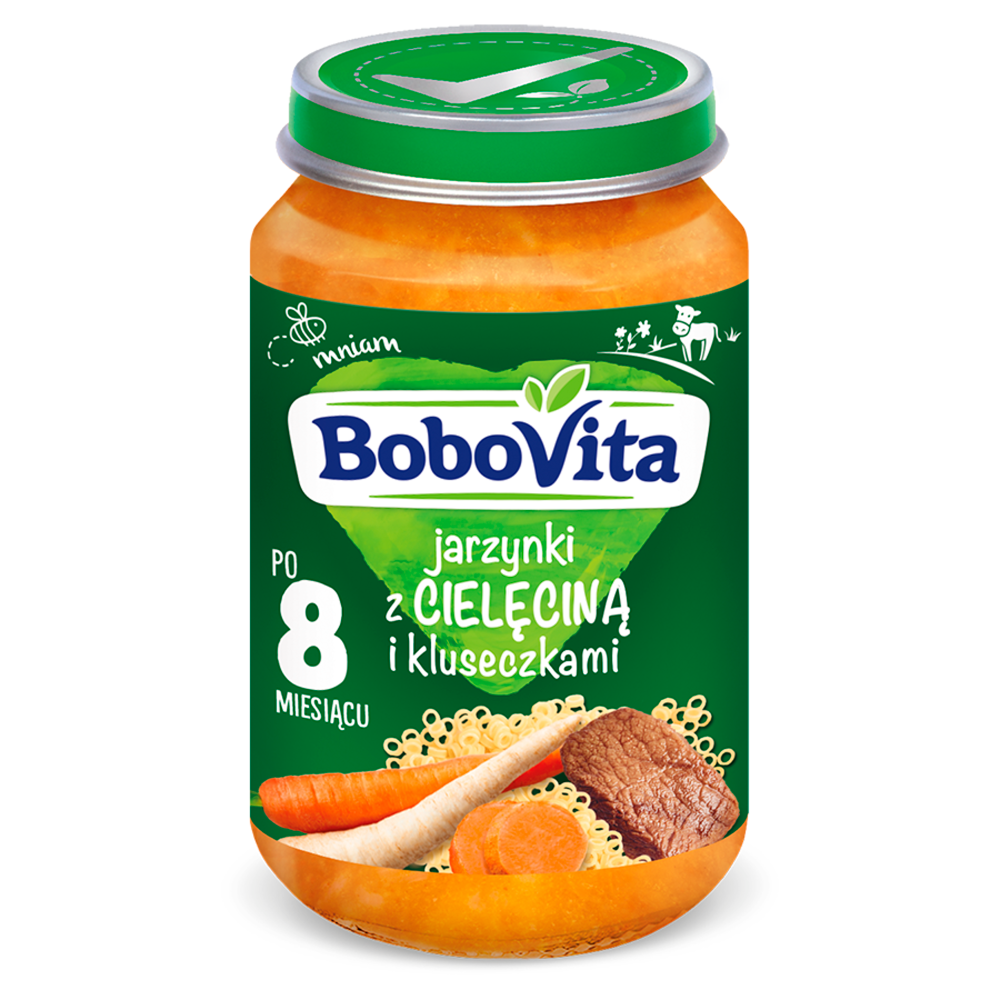 BOBOVITA Jarzynki z cielęciną i kluseczkami, po 8 m-cu - 190 g - cena, opinie zdjęcie