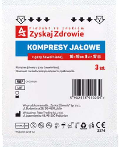 Zyskaj Zdrowie Kompresy jałowe z gazy 17 nitkowe 8 warstwowe 10 x 10 cm 3 sztuki zdjęcie