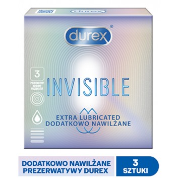 Durex Invisible Extra Lubricated, prezerwatywy, 3 sztuki zdjęcie