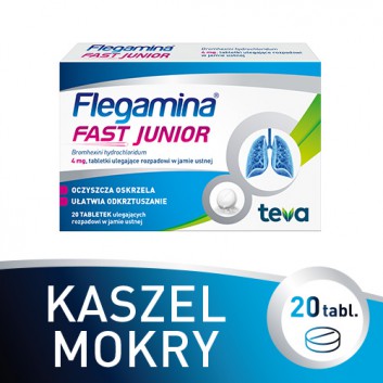 Flegamina Fast Junior 4 mg 20 tabletek ulegających rozpadowi w jamie ustnej
