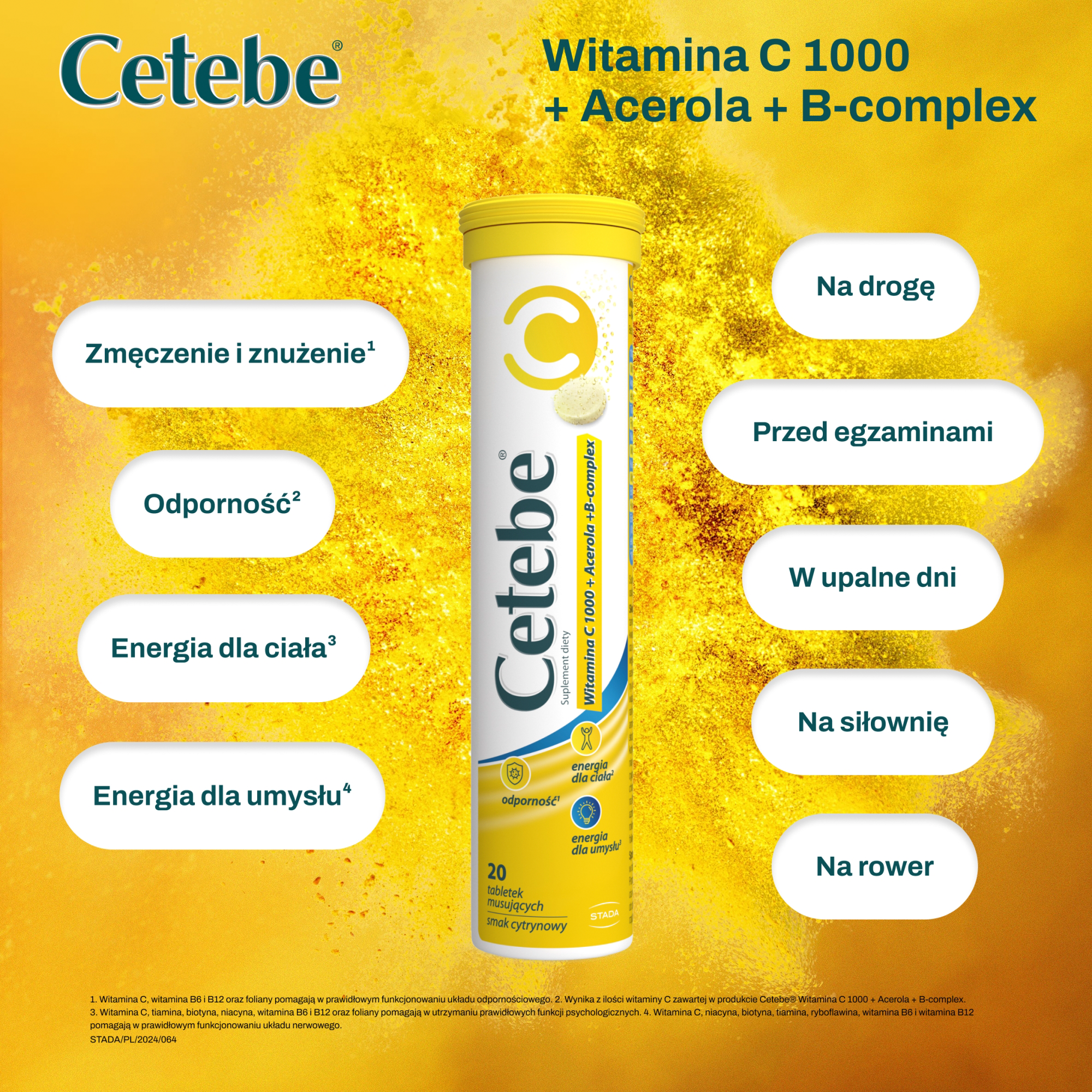 Cetebe Witamina C 1000 + Acerola + B-Complex 20 tabletek musujących