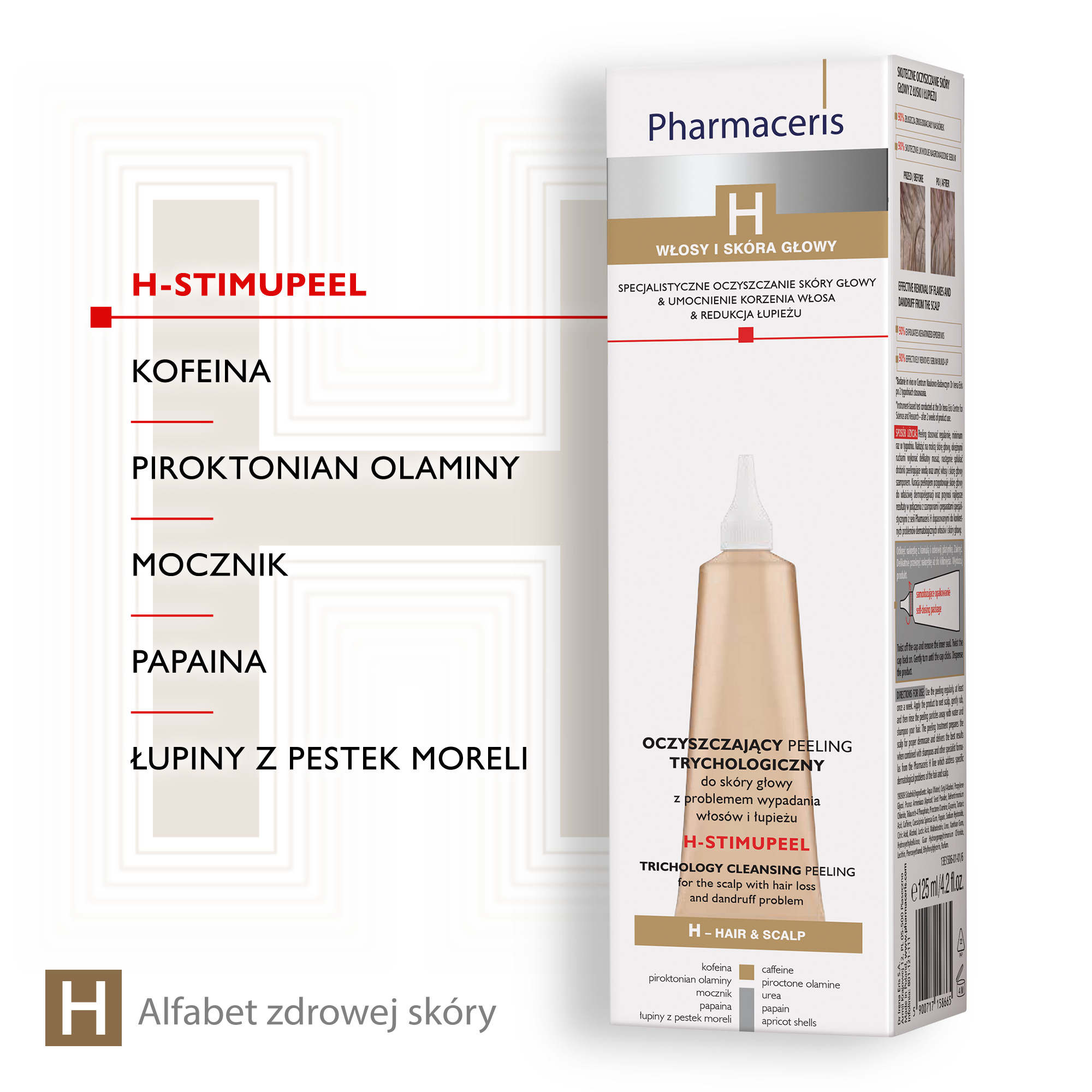PHARMACERIS H STIMUPEEL, peeling trychologiczny do skóry głowy, 125 ml